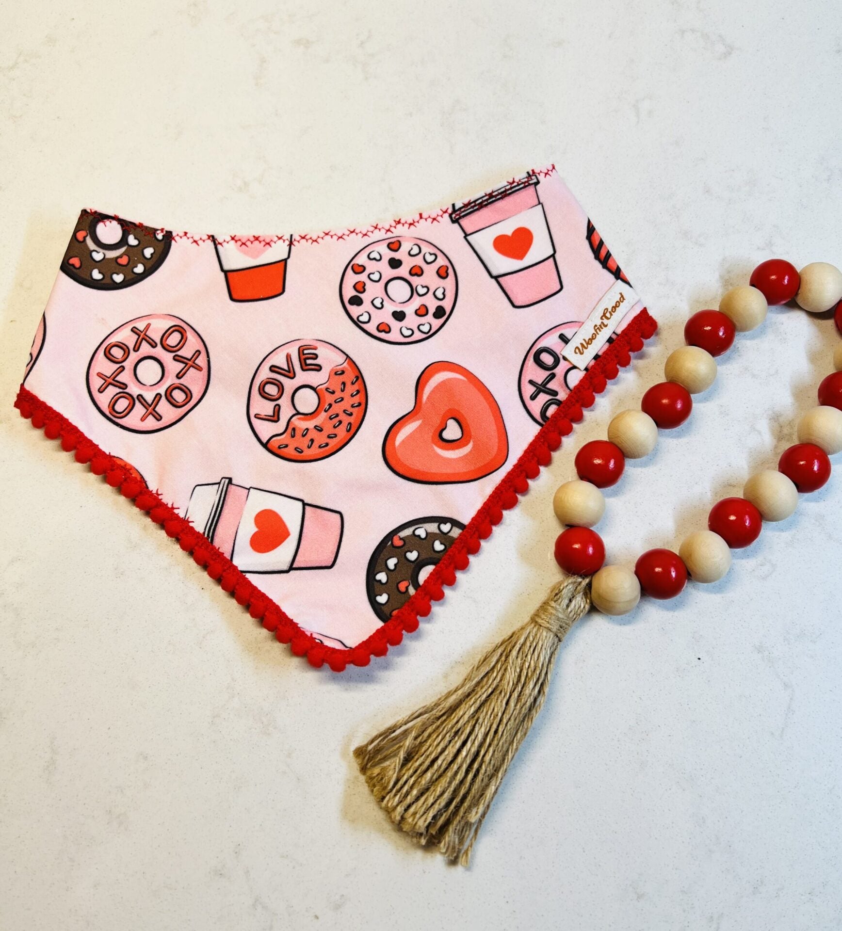 Valentine Donuts & Coffee snap Dog Bandanna