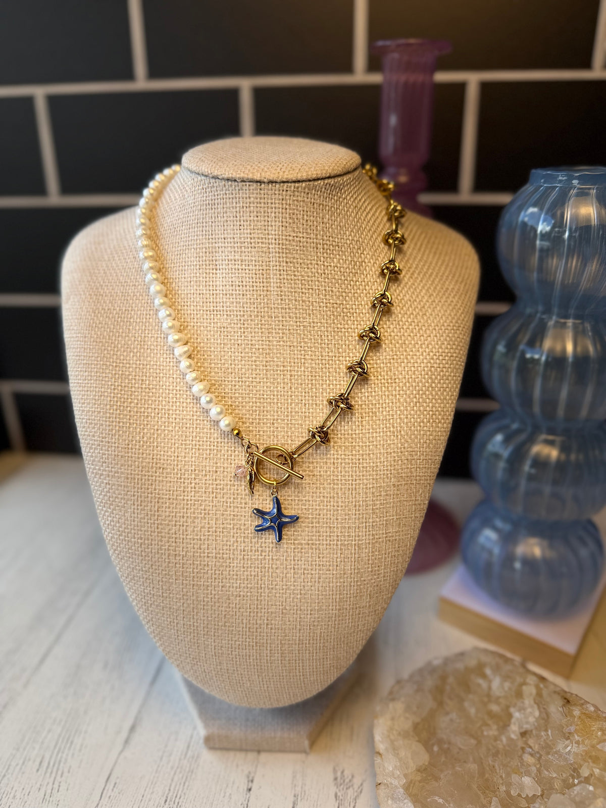 Pearl Link Half & Half Necklace