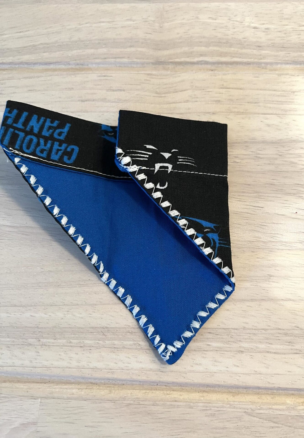 The Carolina Panthers Dog Bandana Over the Collar
