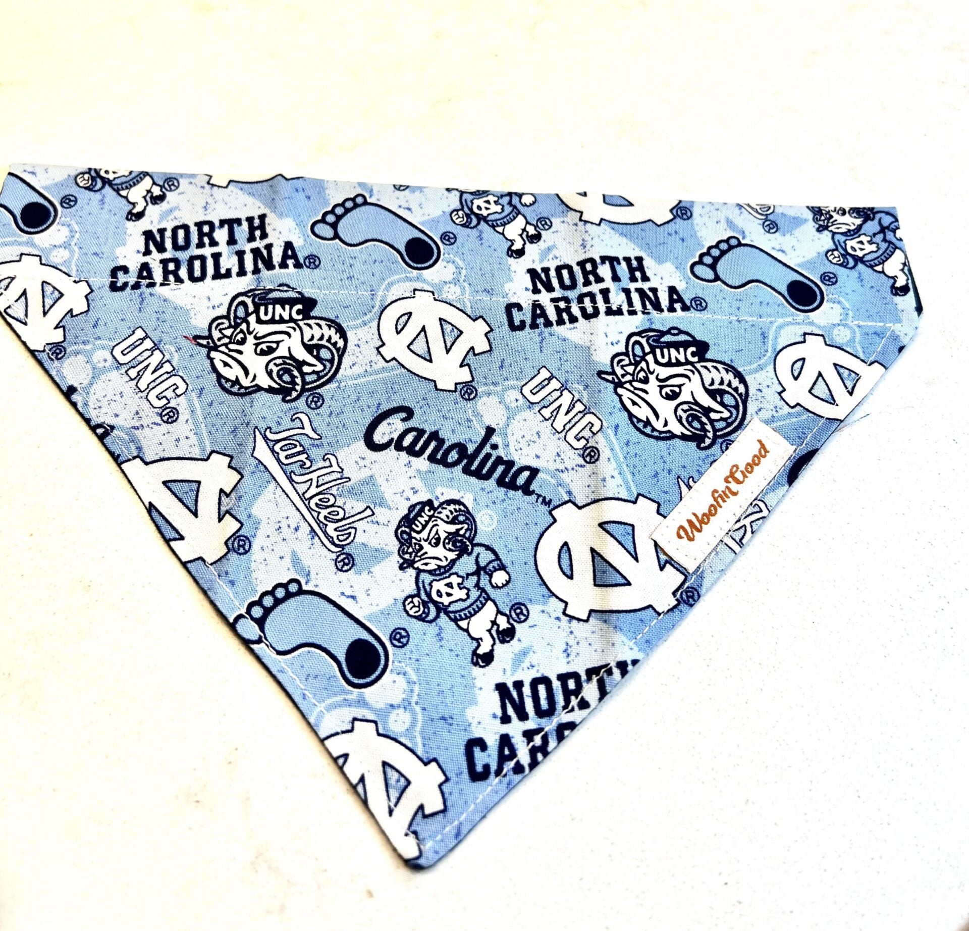 UNC Tarheels Dog Bandanna over the collar