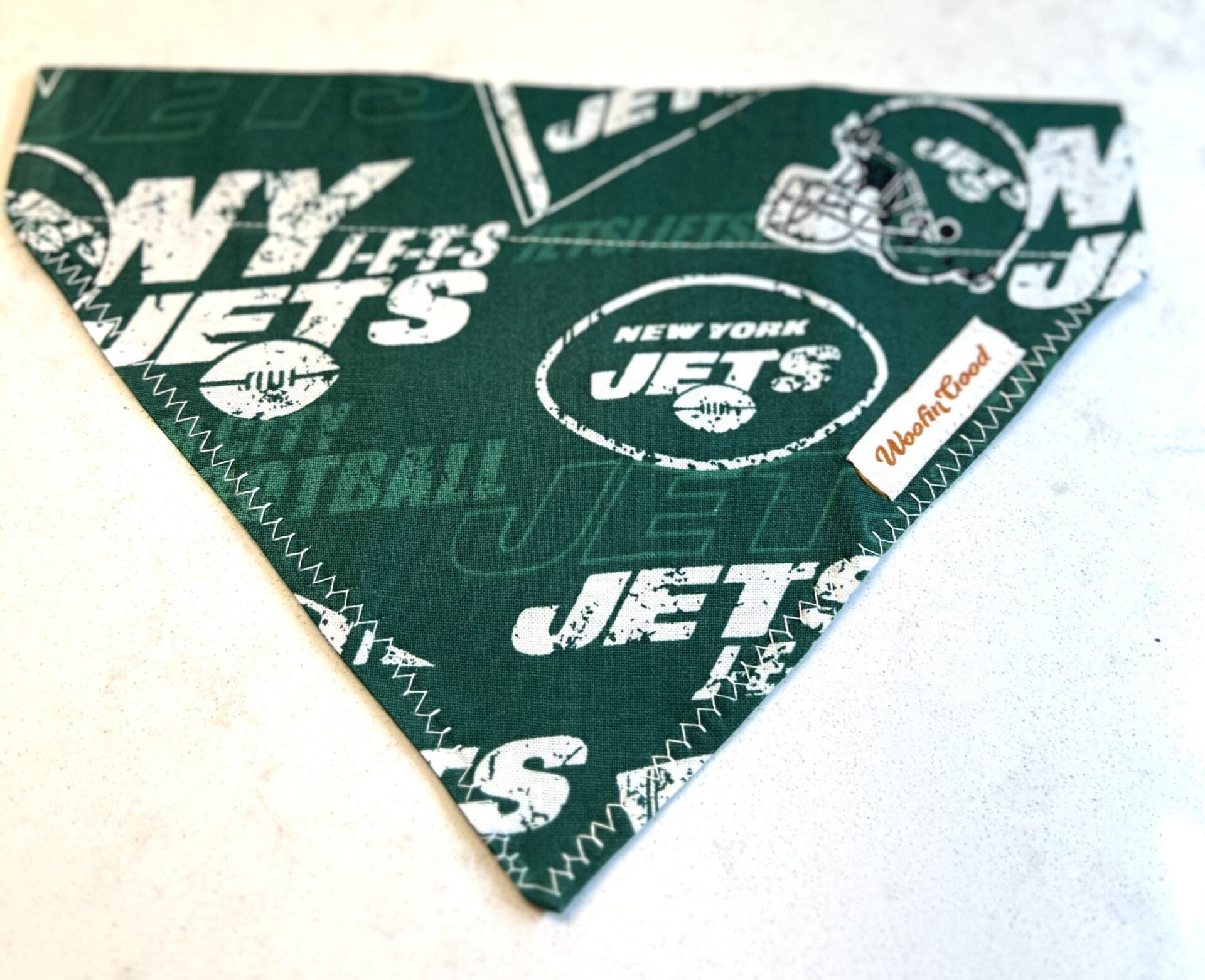Jets Dog Bandanna over the collar