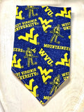 West Virginia MOUNTAINEERS Dog Bandanna over the collar