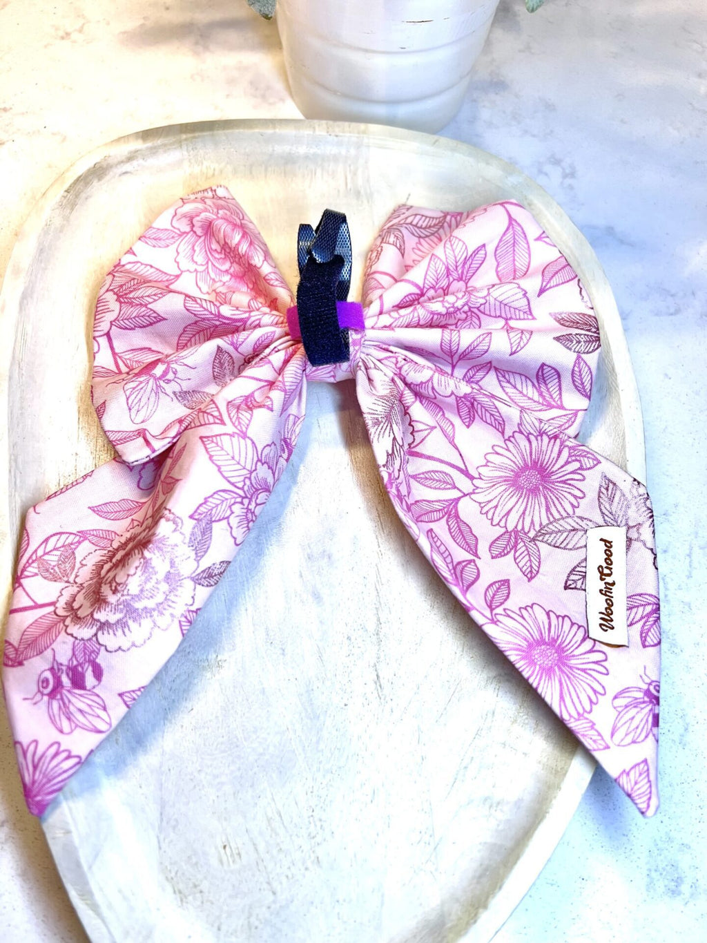 Pink Flowers Dog Sailor Bow