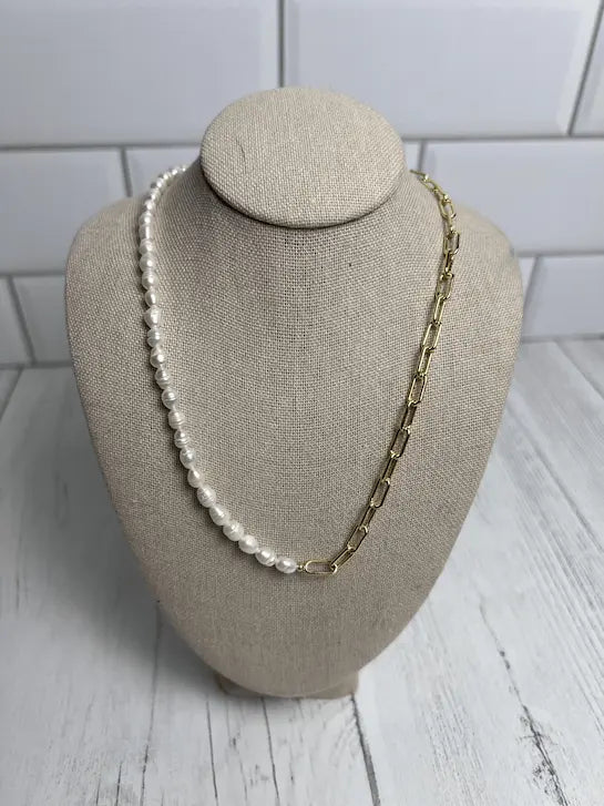Pearl Link Half & Half Necklace