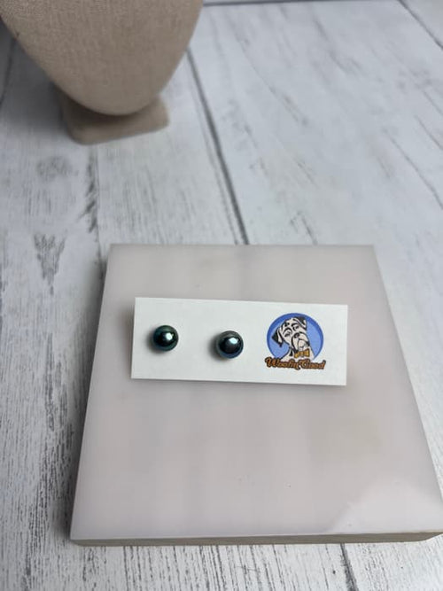 Black Pearl Sterling Silver Stud Earrings