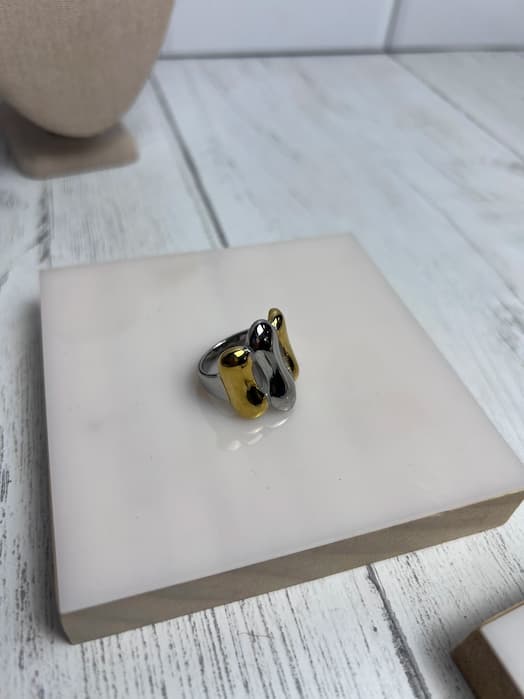 Two-Tone Abstract Stainless Steel Ring