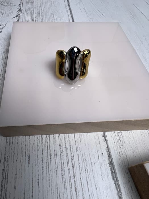 Two-Tone Abstract Stainless Steel Ring