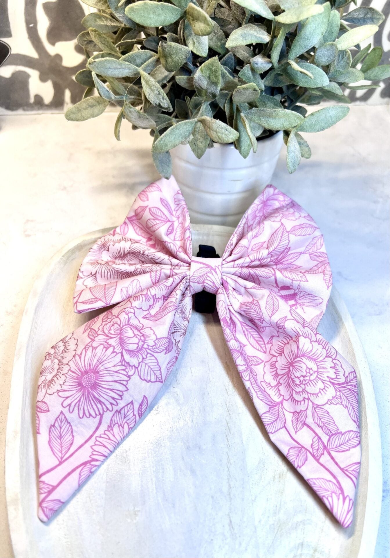 Pink Flowers Dog Sailor Bow