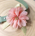 Pink Flowers with Green Ribbon