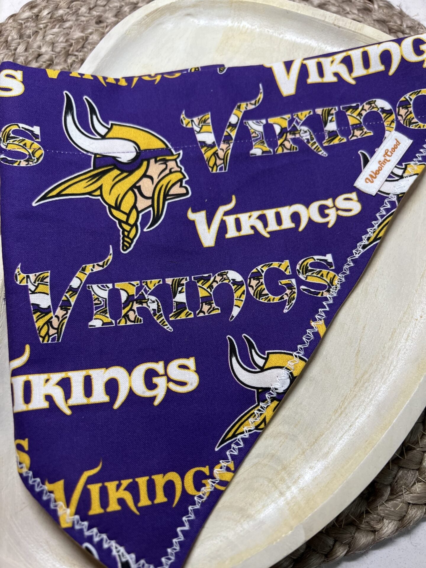 Minnesota VIKINGS Dog Bandanna over the collar
