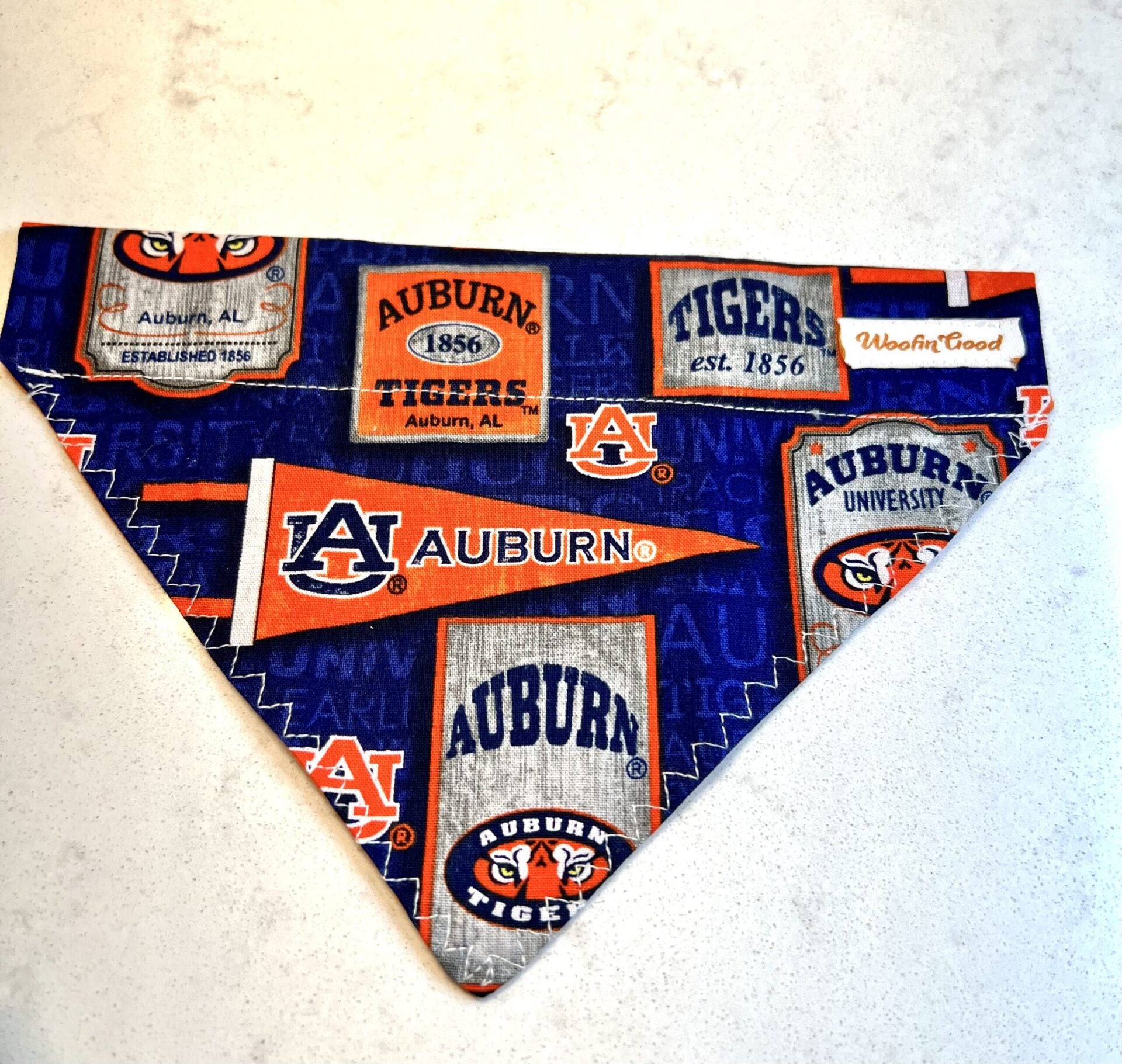 Auburn University TIGERS Dog Bandanna over the collar