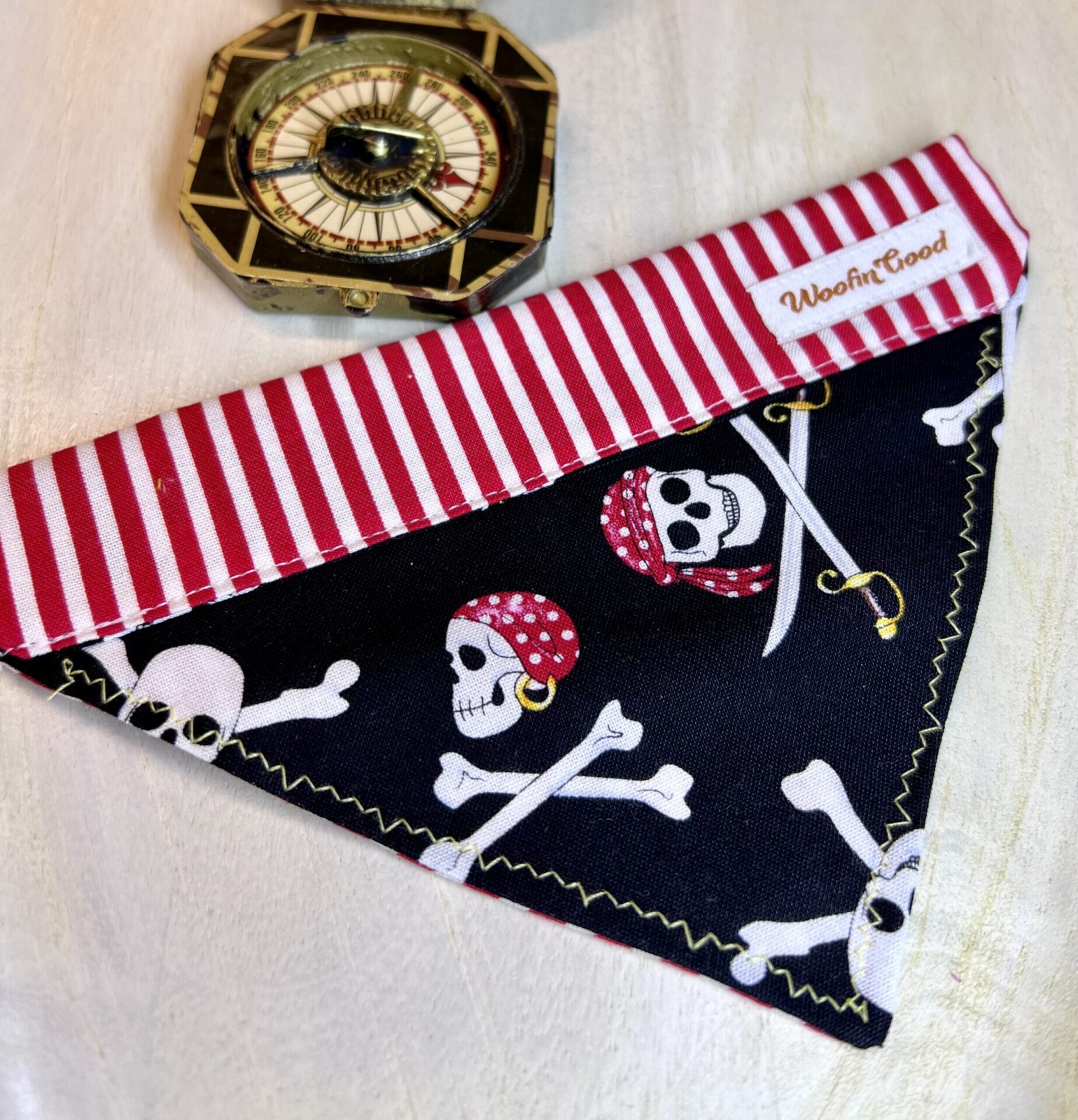 Pirates Dog Bandanna over the collar