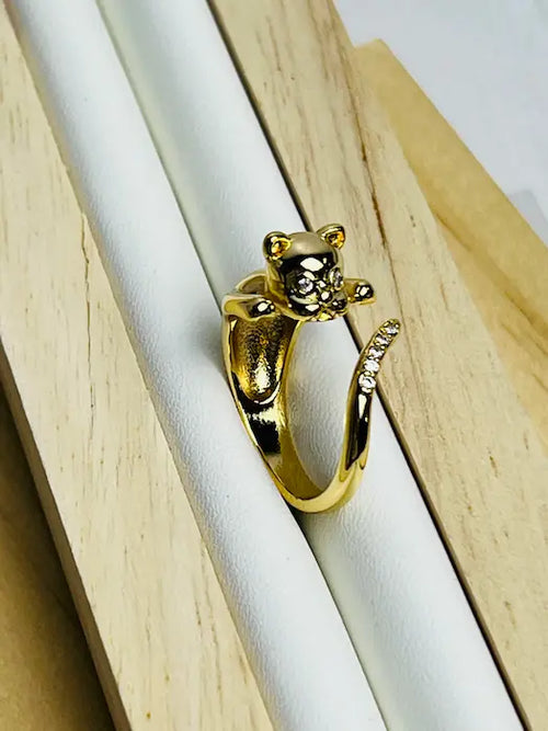 14K Gold Plated Teddy Bear Stainless Steel Ring