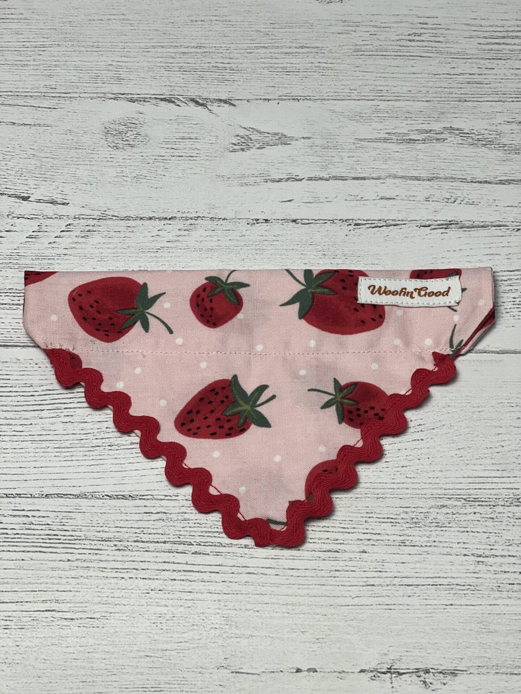 strawberry dog bandanna over the collar