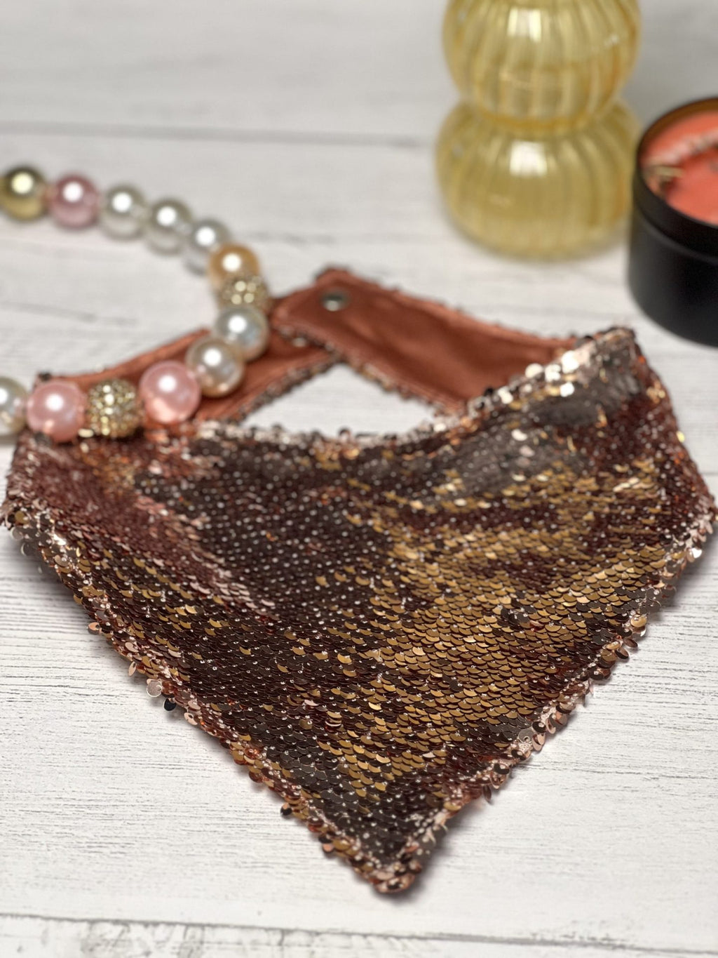 Rose Gold Dog Bandanna with a Snap