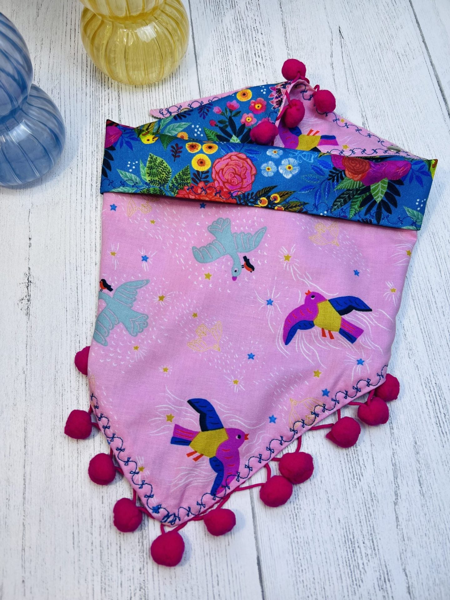 Frida and Her Garden Tie Dog Bandanna with a snap