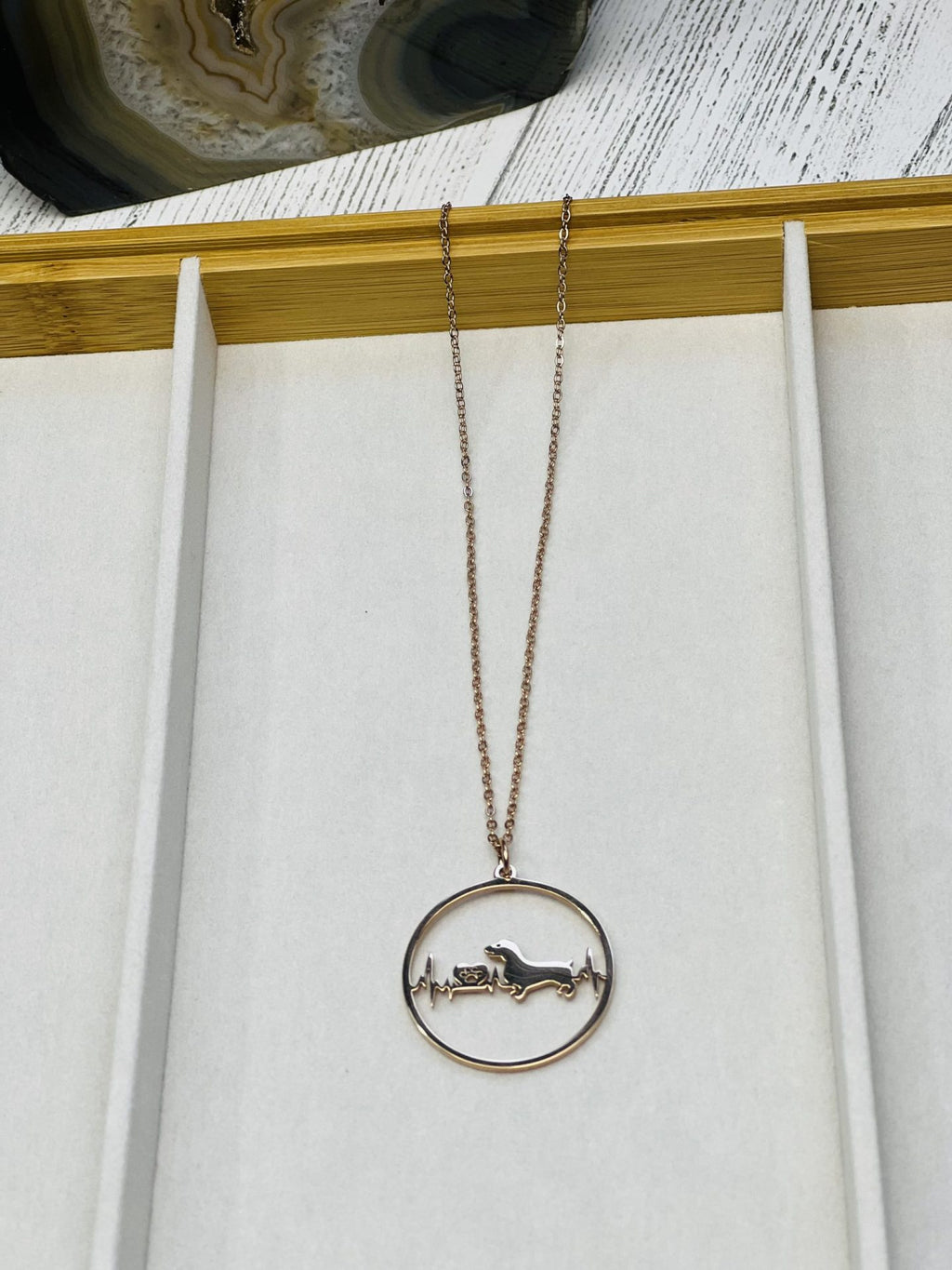 Dachshund love Rose Gold Necklace