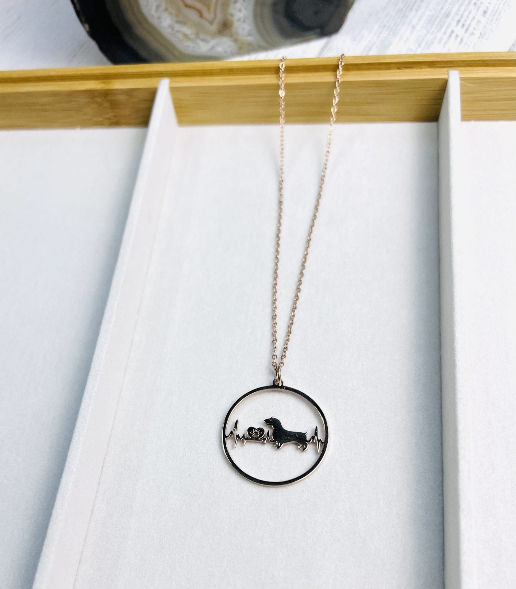 Dachshund love Rose Gold Necklace