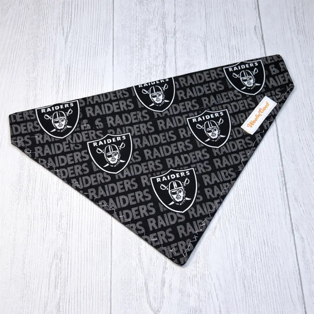 Las Vegas Raiders Dog Bandanna over the collar