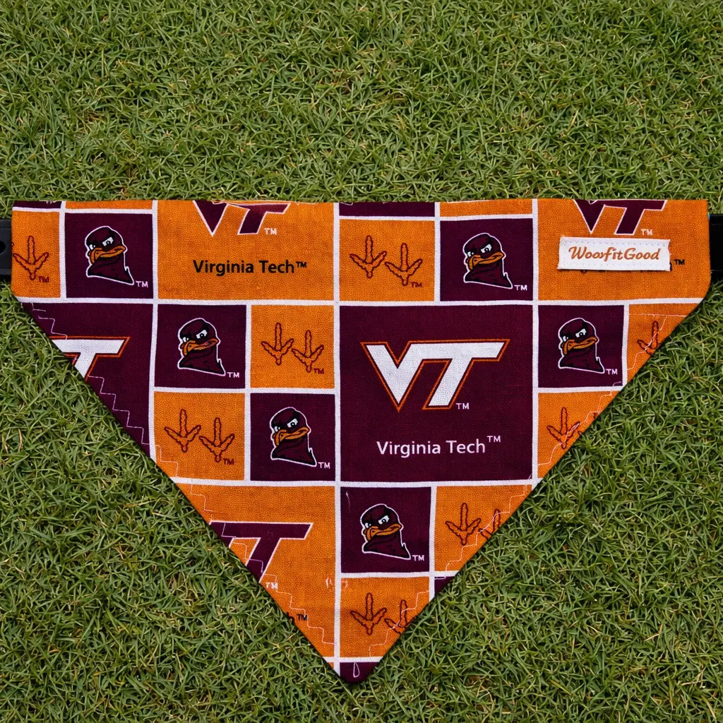 Virginia Tech University over the collar dog bandannas