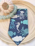 Under the Sea Seahorse and Jellyfish Reversible Slip Over Bandanna Collar