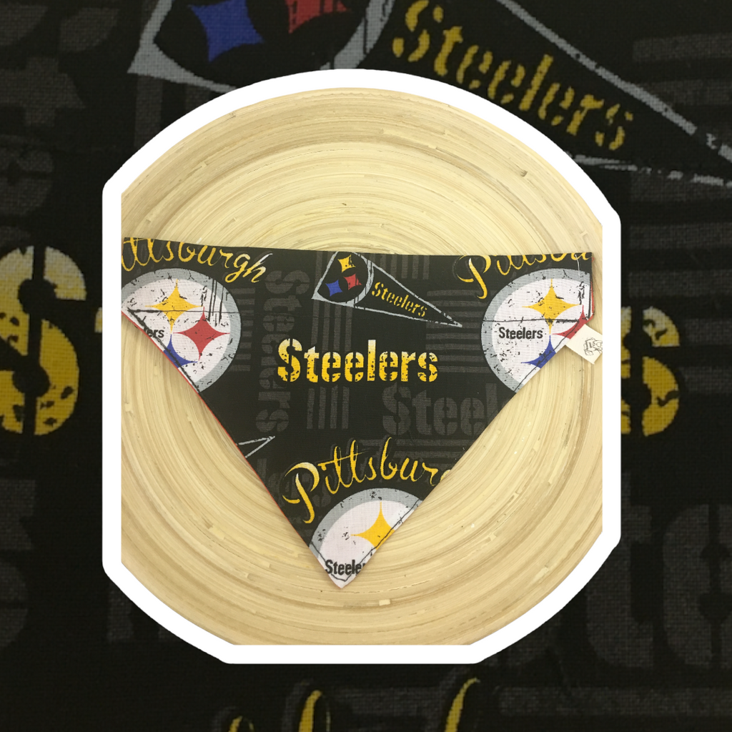 Steelers Dog Bandana, Pittsburgh Football Dog Reversible Slip Over Bandana Collar